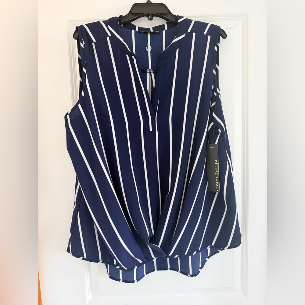 NWT “Always Indigo” (High-Low) Tank Top Cold Shoulder Top - Size 1X - Picture 3 of 5
